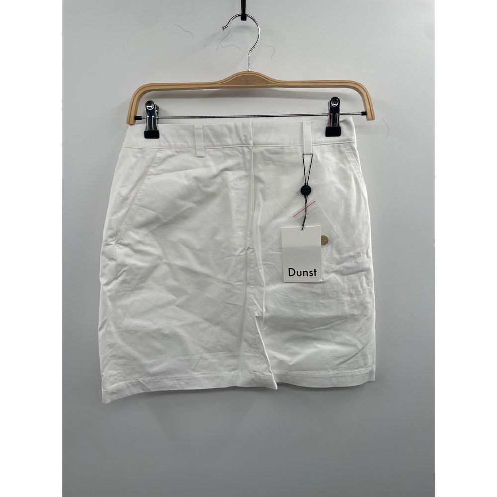 NWT Dunst A-line Mini Skirt Women's Small White Pull-On Back Pockets 100% Cotton
